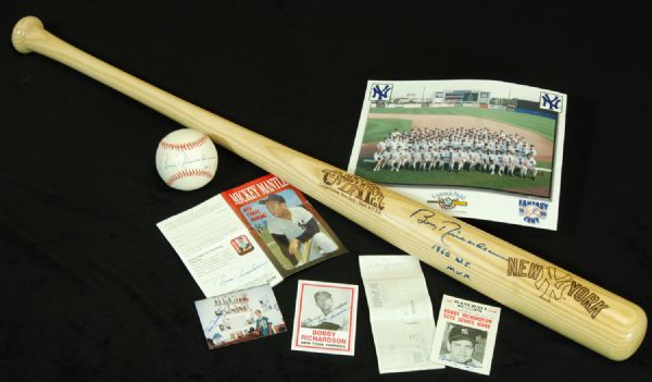 Bobby Richardson Signed lot of 7 with Bat, Baseball from Fantasy Camp