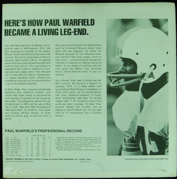 Paul Warfield Signed How To Catch A Pass Album (PSA/DNA)