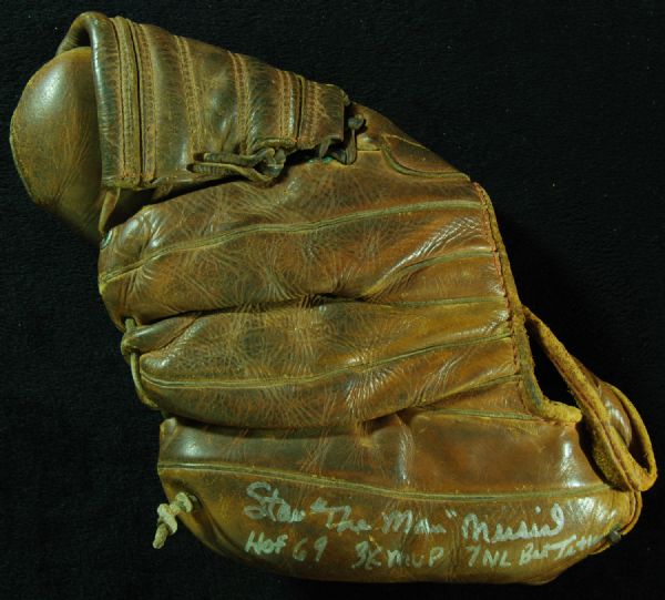 Stan Musial Signed Personal Model Glove with Inscriptions (PSA/DNA)