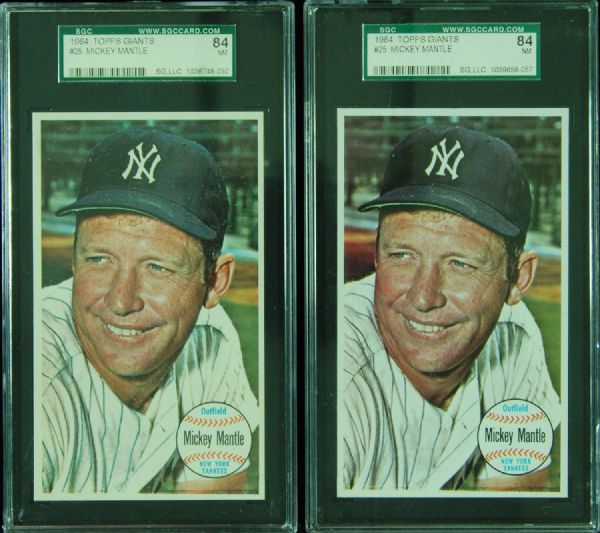 1964 Topps Giants Mickey Mantle SGC 7 Pair