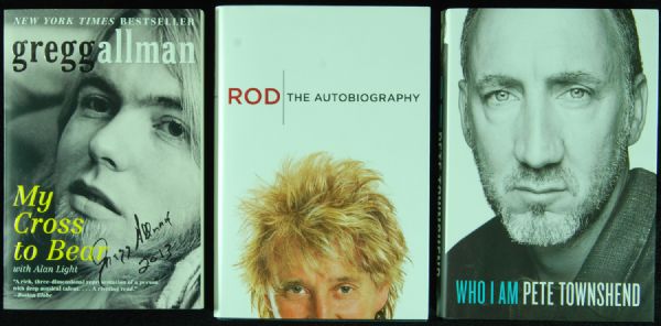 Pete Townsend, Rod Stewart & Gregg Allman Signed Books (3)