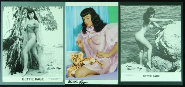 Entertainment Photos lot of 9 with Bettie Page, Lauren Bacall