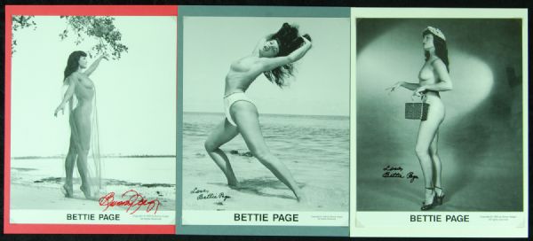 Entertainment Photos lot of 9 with Bettie Page, Lauren Bacall