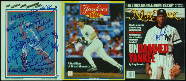 New York Yankees Signed lot with Team-Signed 1980 ALCS Program & 1992 Yearbook