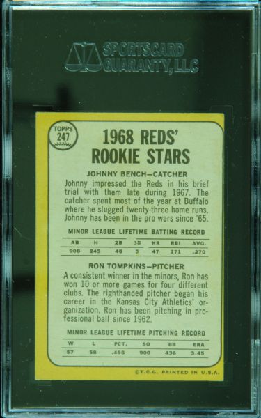 Johnny Bench Signed 1968 Topps Rookie Stars Card (SGC)