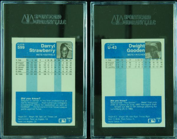 Doc Gooden & Darryl Strawberry Signed 1984 Fleer Cards (SGC)