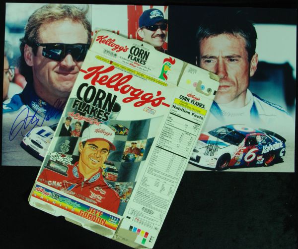 NASCAR Signed Photos & Cereal Box (4) with Jeff Gordon, Rusty Wallace