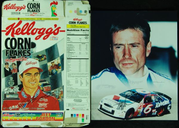 NASCAR Signed Photos & Cereal Box (4) with Jeff Gordon, Rusty Wallace