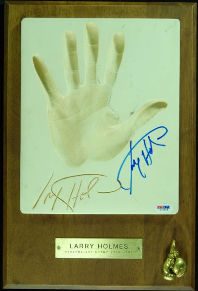 Larry Holmes Signed Hand Print Plaque (PSA/DNA)