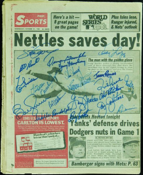 World Series Participants Multi-Signed Newspaper (21 Signatures) (JSA)