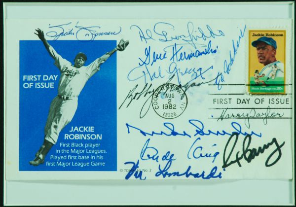 Multi-Signed 1947 Brooklyn Dodgers FDC (11 Signatures) with Snider (PSA/DNA)