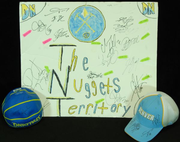 2008-09 Denver Nuggets Multi-Signed Items (3) with Carmelo Anthony