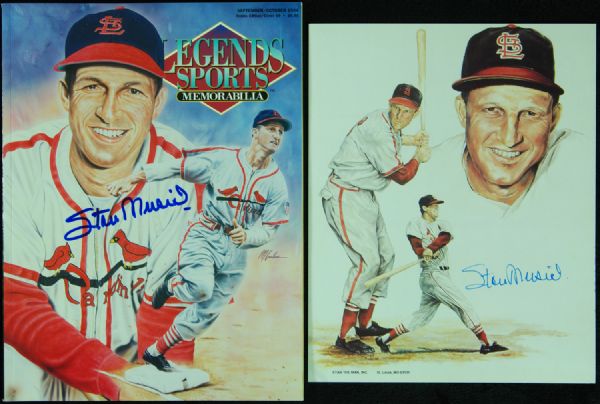 Stan Musial Signed Magazine & Photo (2)