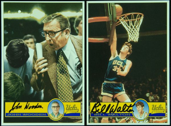 John Wooden & Bill Walton Signed UCLA Cards (2)