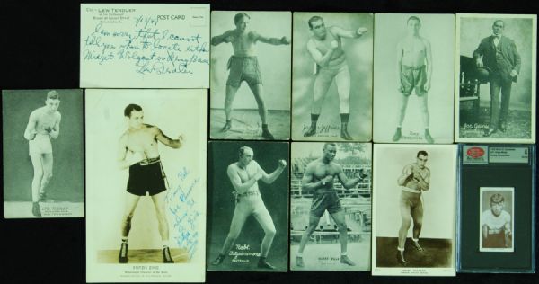 Boxing Card & Autograph Group with Fritzie Zivic & Lew Tendler Signatures