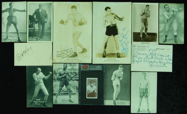 Boxing Card & Autograph Group with Fritzie Zivic & Lew Tendler Signatures