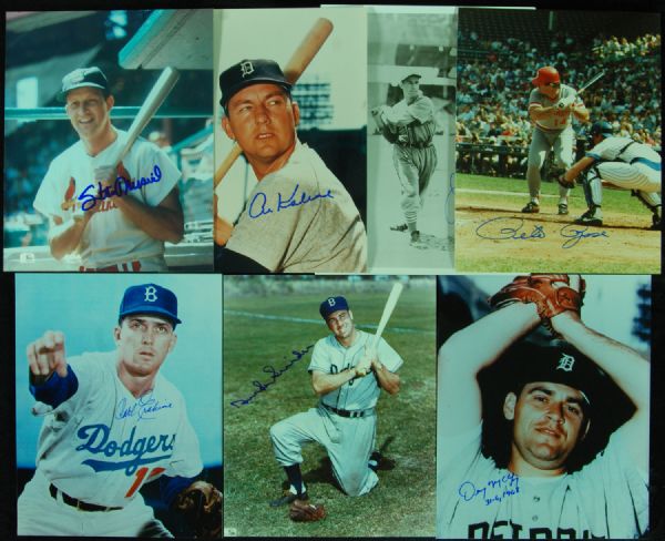 Seven Signed 8x10 Photos (7) with Musial, Snider, Kaline