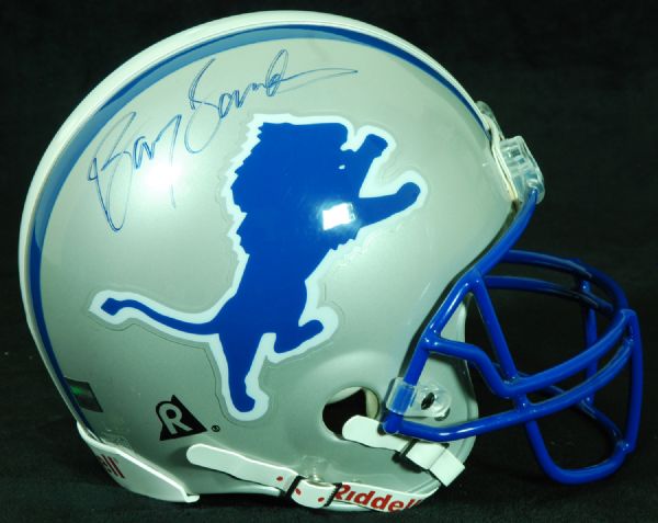 Barry Sanders Signed Lions Full-Size Helmet