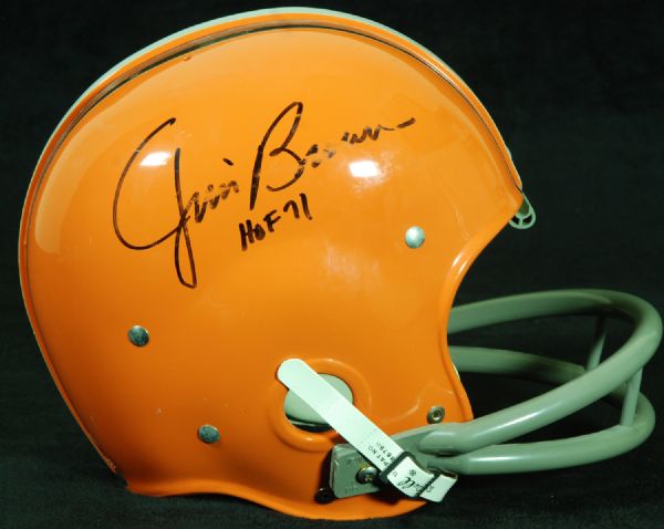 Jim Brown Signed Browns Throwback Full-Size Helmet