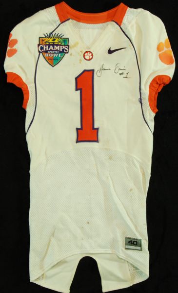 James Davis 2005 Signed Clemson Game-Used Champs Beach Bowl Jersey