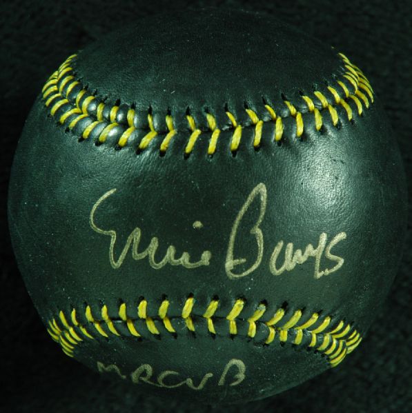 Ernie Banks Single-Signed Black Baseball Mr. Cub