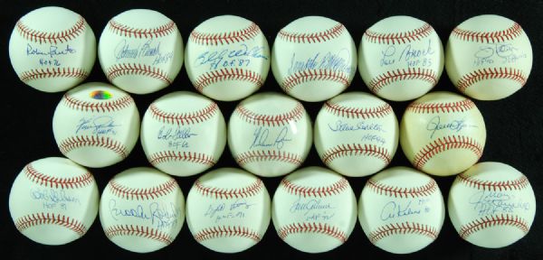 HOFer Single-Signed Baseballs (17) with Ryan, Kaline, Bench, Brock