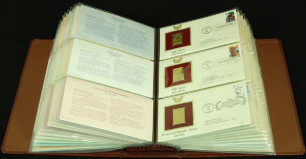 22 Kt. Golden Replicas of US Stamps in Collectors Binder