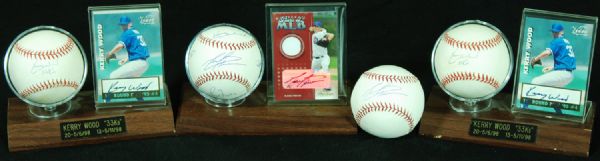 Cubs Great Pitchers Signed Baseball (5) with Wood, Prior, Maddux, Clement & Zambrano with Wood & Prior Balls (3)