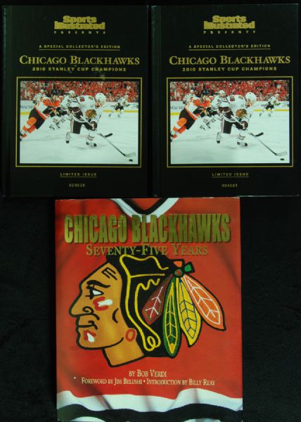 Chicago Blackhawks Multi-Signed Books (3) with 100+ Signatures (Hull, Mikita, Kane, Toews)