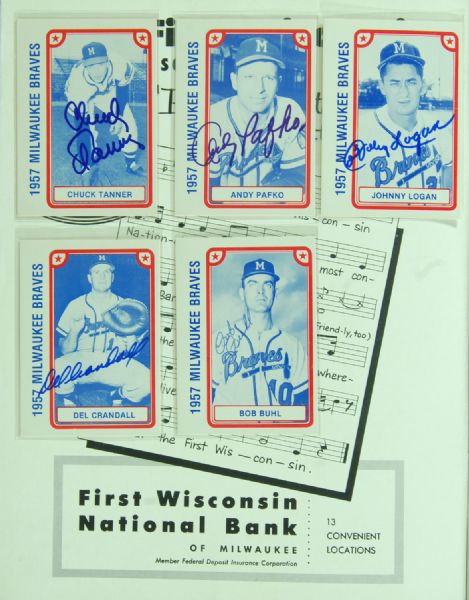 1957 World Series Multi-Signed Program with 1950s Braves Programs (7)