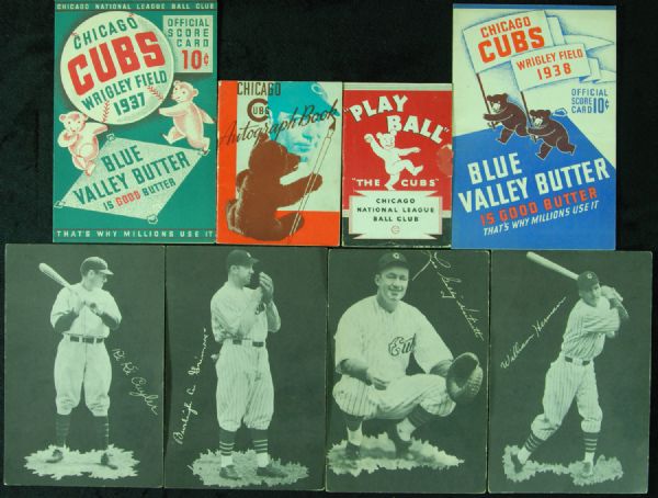 1932 Chicago Cubs Picture Pack Near Set (25/35) and 1930’s and 1940’s Scorecards (38)