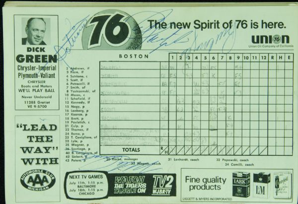 1969-1970 Multi-Signed Detroit Tigers Program (19 Signatures) with Yastrzemski