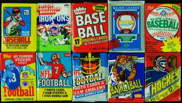 Topps, Fleer, O-Pee-Chee Unopened Packs From Four Sports (10)