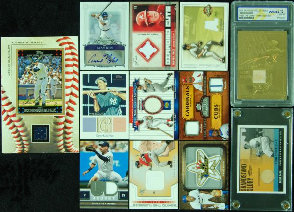 Baseball Game-Used/Signed Cards lot of 12 with Jeter, Pujols