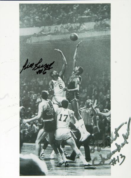 Bill Russell & Wilt Chamberlain Signed 8x11 Photo (PSA/DNA)