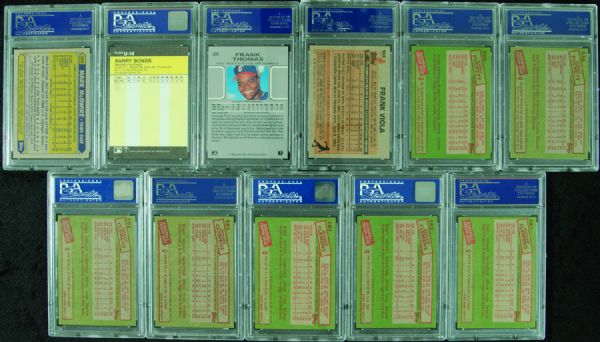 PSA-Graded Mint Modern Cards with 1985 Topps Clemens (5) and PSA 10 Gem Mint 1990 Leaf Thomas (11)