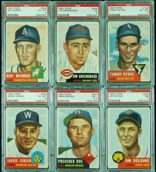 1953 Topps Stars and Commons High-Grade Slabbed Lot (6)