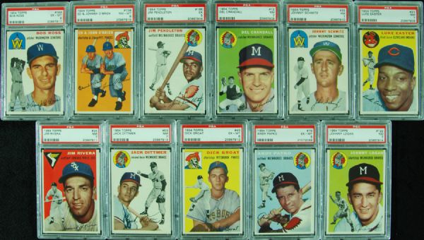 1954 Topps Stars and Commons High-Grade Slabbed Lot (11)