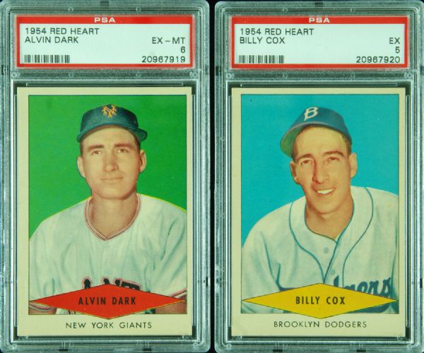 1954 Red Heart PSA-Graded Billy Cox & Alvin Dark