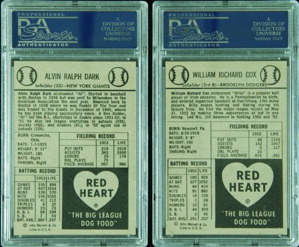 1954 Red Heart PSA-Graded Billy Cox & Alvin Dark