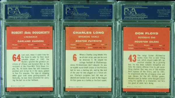 1963 Fleer PSA-Graded lot of 3 with Charles Long PSA 7