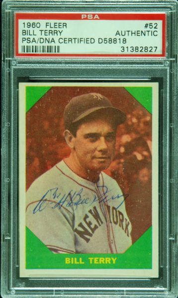 Bill Terry Signed 1960 Fleer (PSA/DNA)