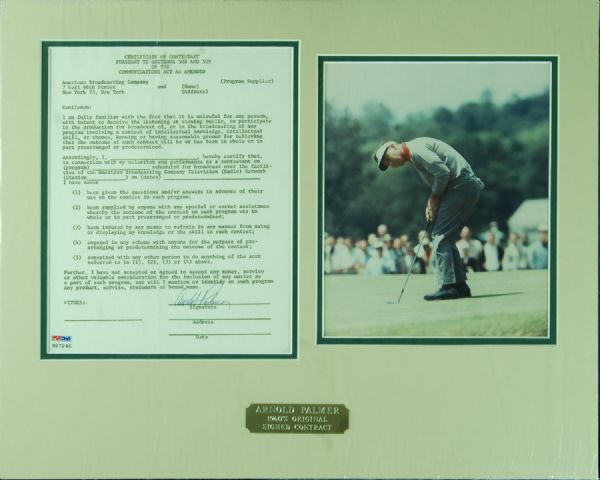 Arnold Palmer Signed ABC/World Wide Productions Document (PSA/DNA)