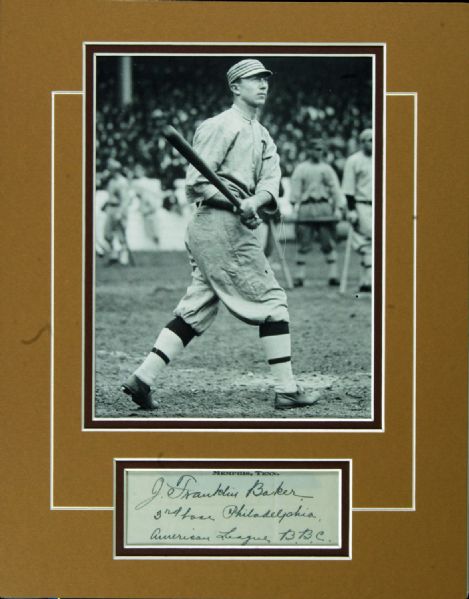 Frank Home Run Baker Cut Signature & Photo Matted Display