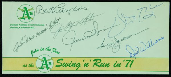 Multi-Signed A's Envelope (7) Signatures) with Hunter, Fingers, Reggie Jackson (PSA/DNA)