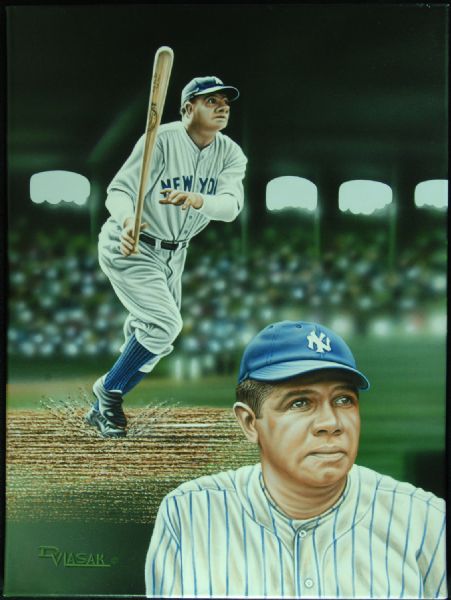 Babe Ruth 18x24 Original Canvas Artwork by Darryl Vlasak