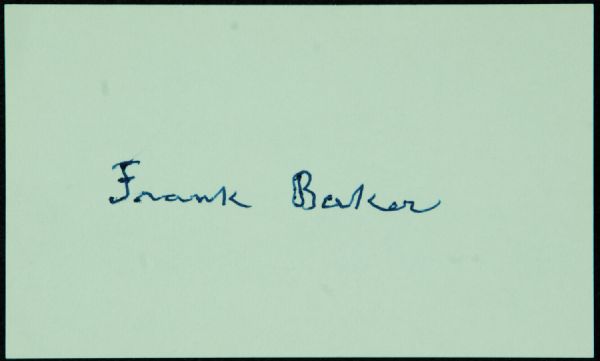 Frank Baker Signed 3x5 Index Card