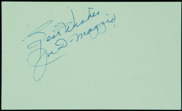 Joe DiMaggio Signed 3x5 Index Card