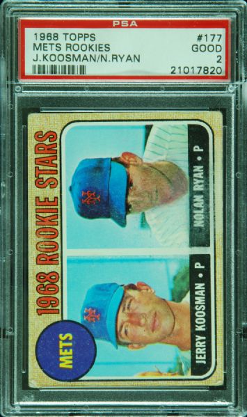 1968 Topps Mets Rookies Nolan Ryan RC No. 177 PSA 2