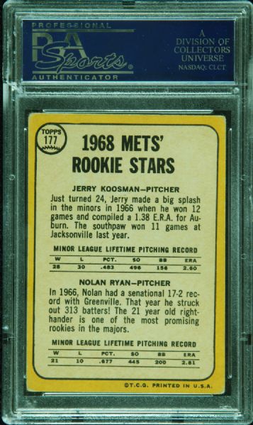 1968 Topps Mets Rookies Nolan Ryan RC No. 177 PSA 2